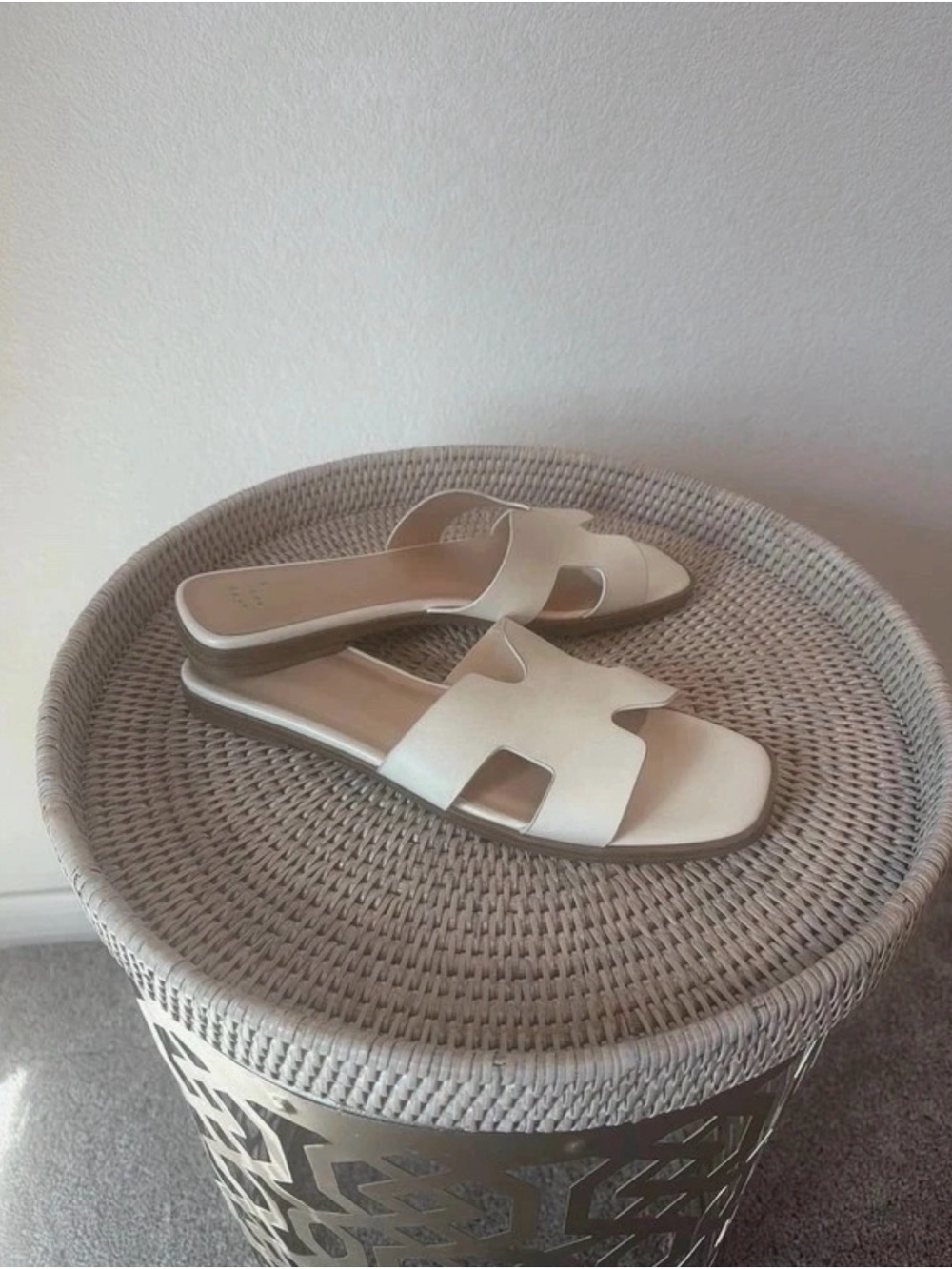 a new day Cream Slide Sandals with Cutout Band